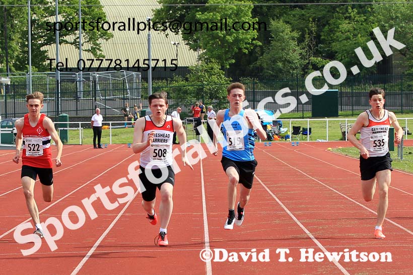 Men and Boys 100 metres, 2022 North Eastern Track and Field Champs., Middlesbrough. David T. Hewitson/Sports for All Pics